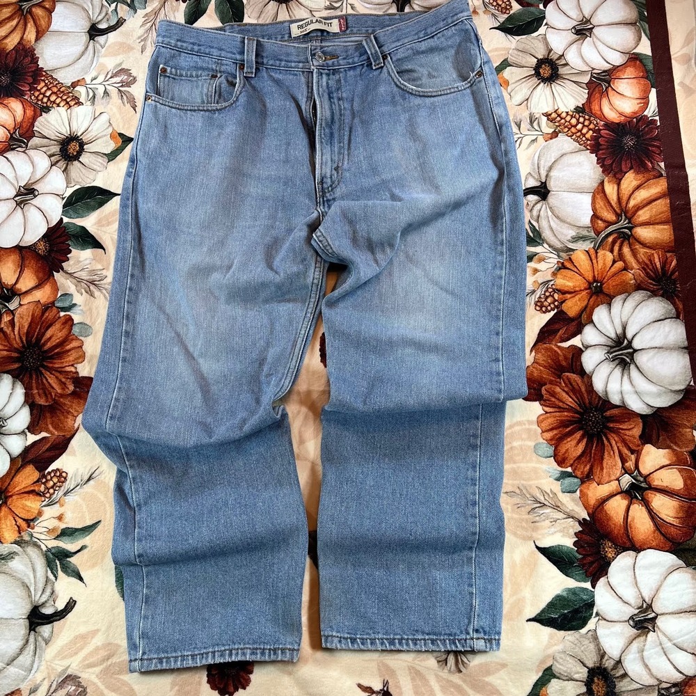 Levis 505 Mens Regular Fit Straight Leg Jeans Light Wash Blue Denim Size 38x30